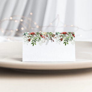 Carte De Placement Mariage d'hiver moderne à feuillage persistant