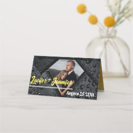 Carte De Placement Mariage Diamant doré moderne photo personnalisée p
