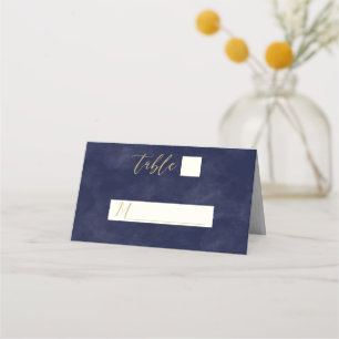 Carte De Placement Mariage d'or de couleur d'aquarelle marine simple 
