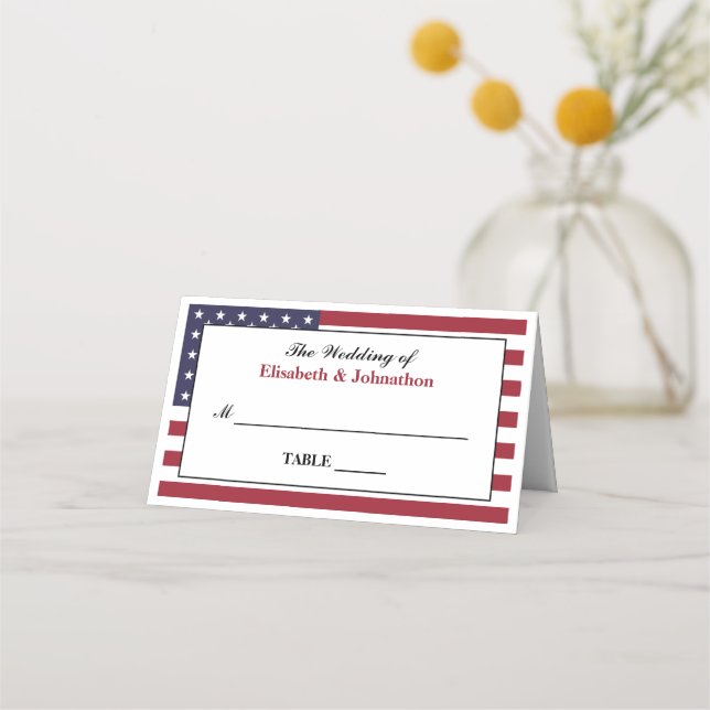 Carte De Placement Mariage du drapeau américain (Devant)