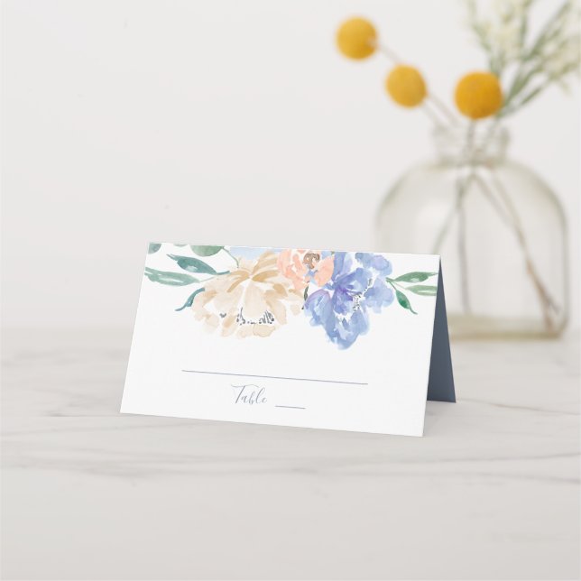 Carte De Placement Mariage Dusty Blue Florals (Devant)
