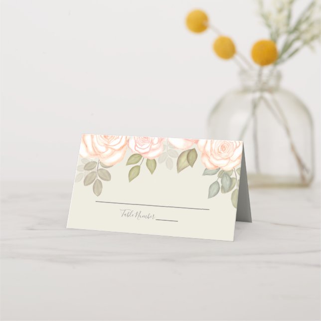 Carte De Placement Mariage Elegant Aquarelle Florale Numéro de table (Devant)