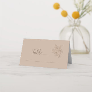 Carte De Placement Mariage Élégant aux Fleurs Beige