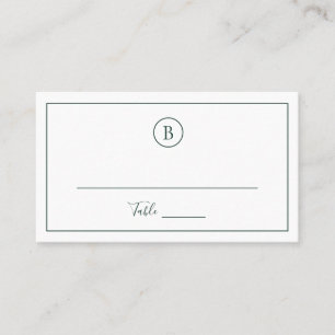 Carte De Placement Mariage élégant de couleur vert forêt traditionnel