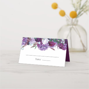 Carte De Placement Mariage élégant et moderne floral violet