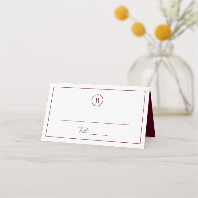 Carte De Placement Mariage élégant et traditionnel de Bourgogne (Devant)