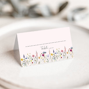Carte De Placement Mariage Élégant Fleur de Prairie Rose Pâle