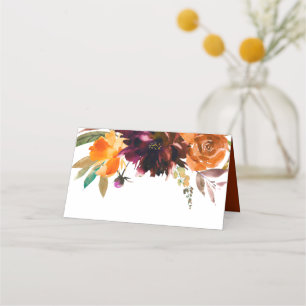 Carte De Placement Mariage élégant floral rustique d'automne