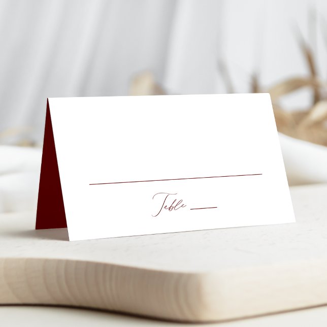 Carte De Placement Mariage Élégant Moderne Écriture Bordeaux (Créateur téléchargé)