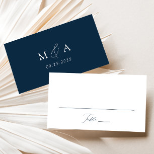 Carte De Placement Mariage élégant moderne écriture Navy