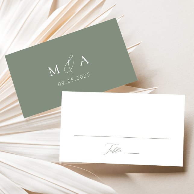 Carte De Placement Mariage Élégant Moderne Écriture Vert Sauge (Créateur téléchargé)
