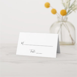 Carte De Placement Mariage Élégant Noir et Blanc Moderne