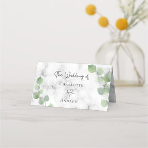 Carte De Placement Mariage en marbre vert Eucalyptus