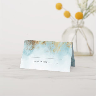 Carte De Placement Mariage Ethereal Blue Watercolor Gold Parties scin