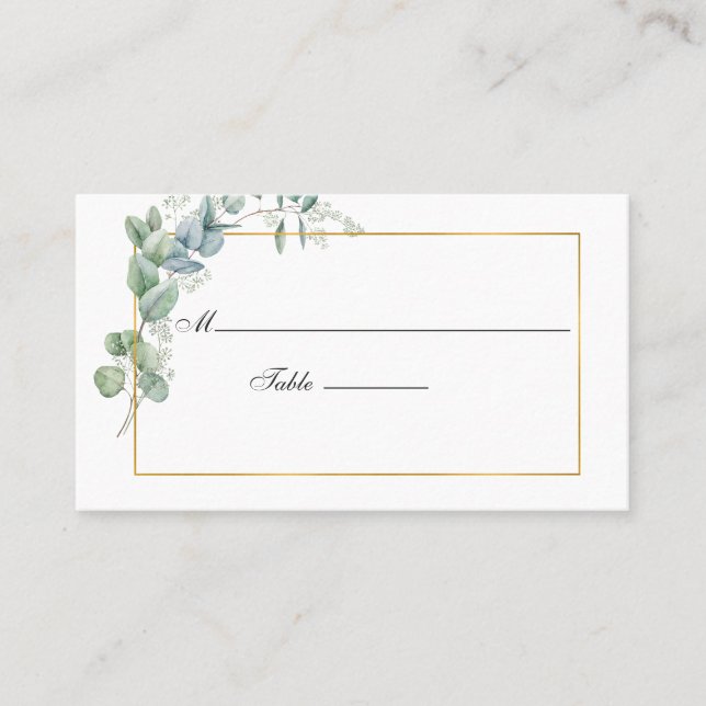 Carte De Placement Mariage Eucalyptus géométrique aquarelle (Devant)