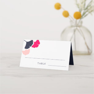 Carte De Placement Mariage Feuille audacieux de la marine moderne et 
