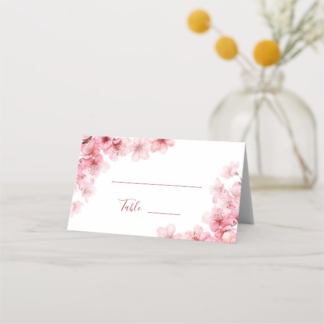 Carte De Placement Mariage Fleur de Cerisier Rose Blanc (Devant)