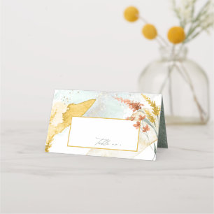 Carte De Placement Mariage fleur sauvage Aquarelle Table Gold ID954
