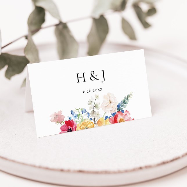 Carte De Placement Mariage Fleur sauvage coloré (Créateur téléchargé)
