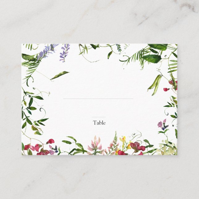 Carte De Placement Mariage Fleur sauvage d'été moderne Escort (Devant)