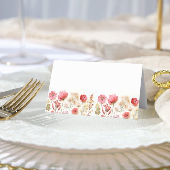 Carte De Placement Mariage Fleur sauvage Retro Pastel Pink Boho (Créateur téléchargé)