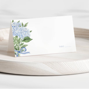 Carte De Placement Mariage Fleurs Aquarelle Hortensia Bleu 