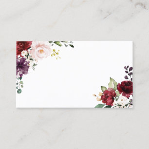 Carte De Placement Mariage Fleurs Aquarelles Rouge et Violet Bohème