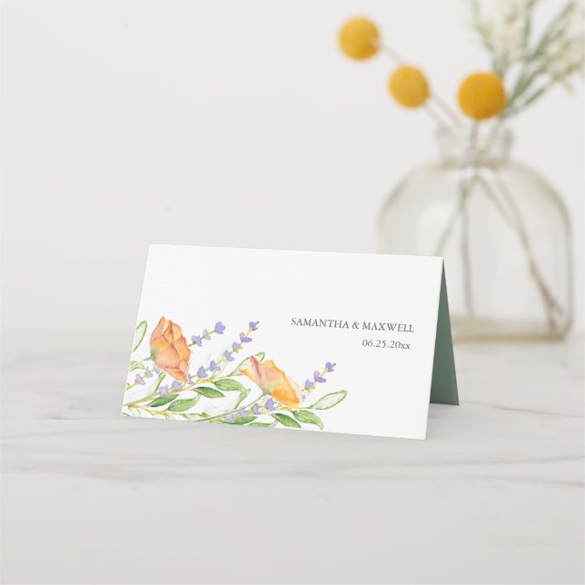 Carte De Placement Mariage floral aquarelle (Dos)