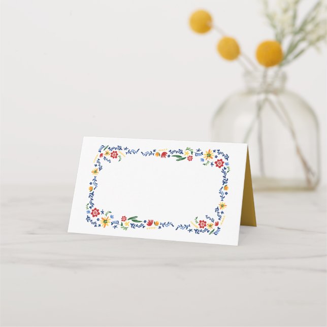 Carte De Placement Mariage floral brodé (Devant)