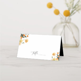 Carte De Placement Mariage Floral d'agrumes orange