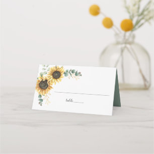 Carte De Placement Mariage floral de tournesol Eucalyptus