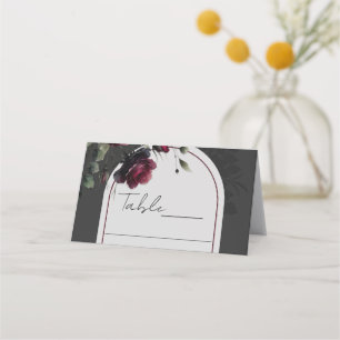 Carte De Placement Mariage floral gris ombré aux roses rouges de Bord