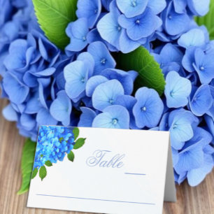 Carte De Placement Mariage Floral Hortensia Bleu