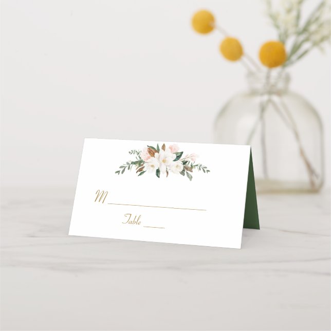 Carte De Placement Mariage floral magnolia blanc (Devant)