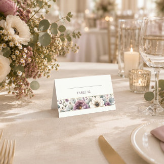 Carte De Placement Mariage Floral Mauve & Sage
