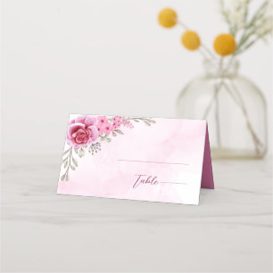 Carte De Placement Mariage floral minimaliste en or rose