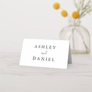 Carte De Placement Mariage floral noir et blanc moderne minimaliste P