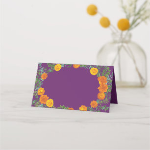 Carte De Placement Mariage Floral Orange & Plum Violet Peony & Rose