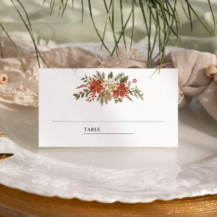 Carte De Placement Mariage Floral Red Gold