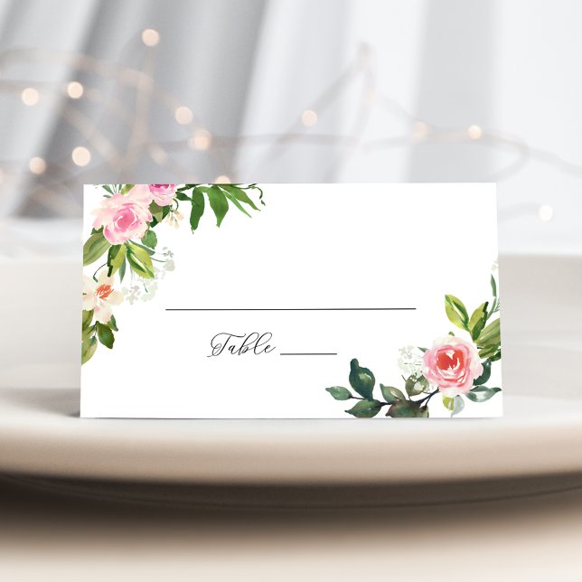 Carte De Placement Mariage floral rose doux (Créateur téléchargé)