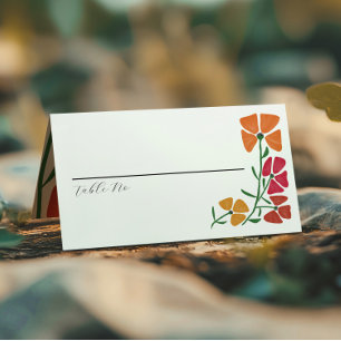 Carte De Placement Mariage floral rose et orange clair et coloré