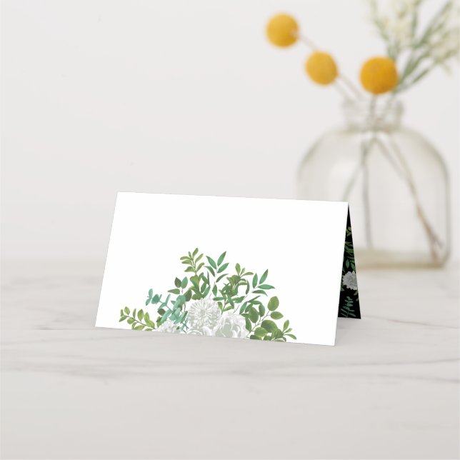 Carte De Placement Mariage floral rose noire et blanche (Devant)