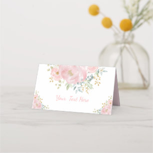Carte De Placement Mariage Floral Végétal Aquarelle Rose Tendre