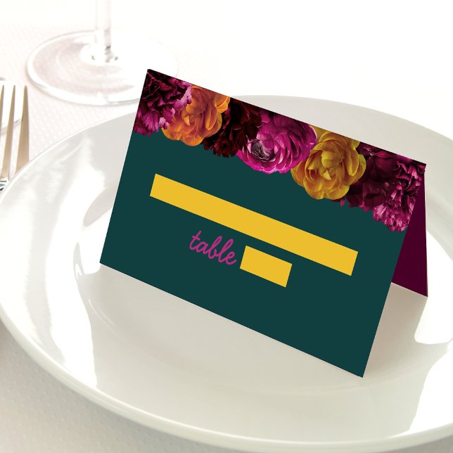 Carte De Placement Mariage floral vert rose chaud moderne (Créateur téléchargé)