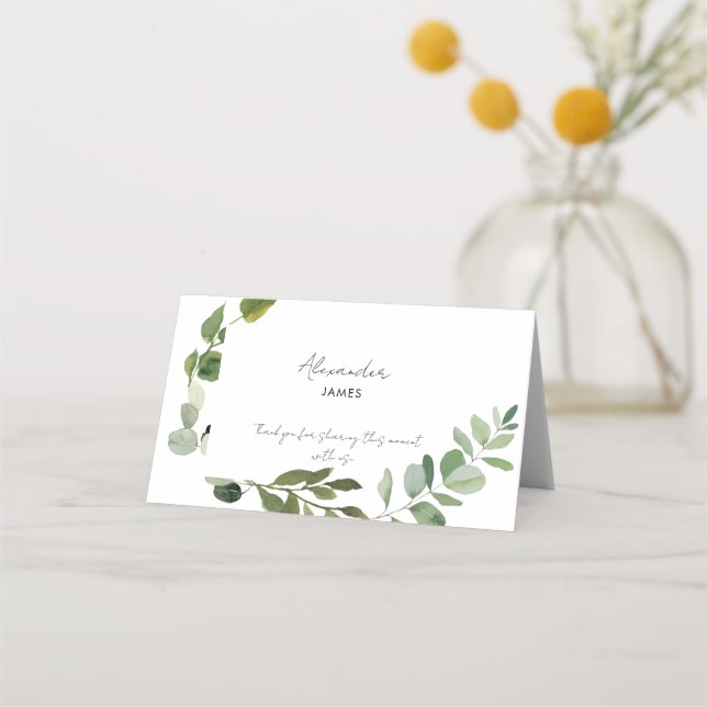 Carte De Placement Mariage Foliage simple Personnalisé Élégant (Devant)