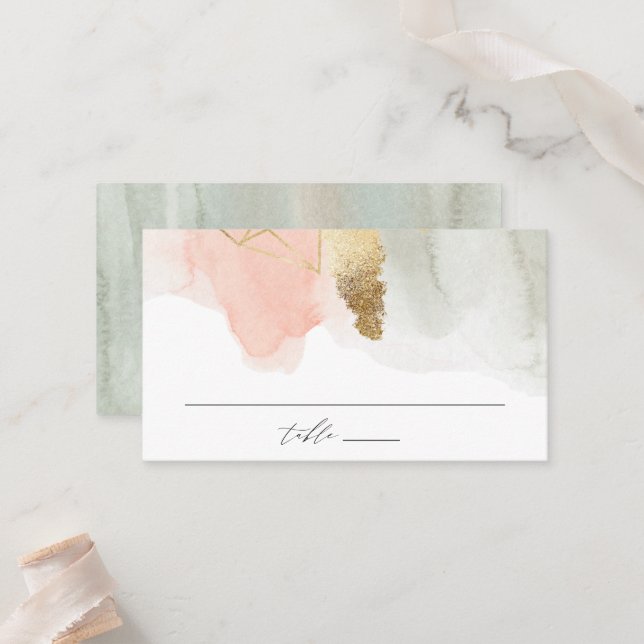 Carte De Placement Mariage géométrique couleur or de l'aquarelle Blus