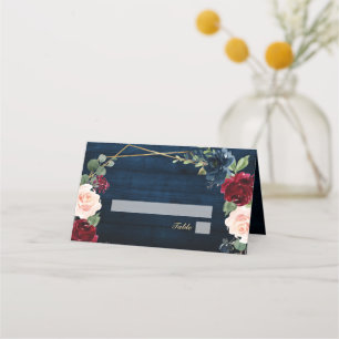 Carte De Placement Mariage géométrique de la marine Blue Blush Burgun