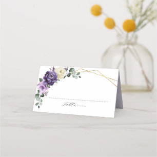Carte De Placement Mariage géométrique Floral Plum violet or ivoire