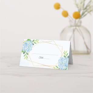 Carte De Placement Mariage géométrique moderne Blue Hydrangea