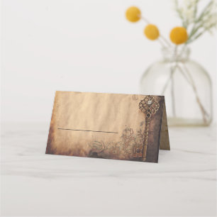 Carte De Placement Mariage gothique antique clé squelette